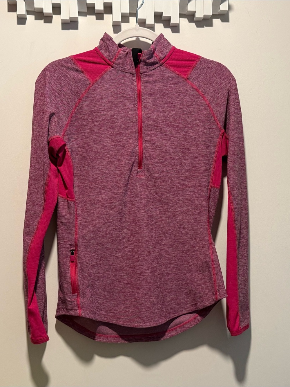 adidas Performance Half-Zip Long Sleeve Swim Top - Pink Heather